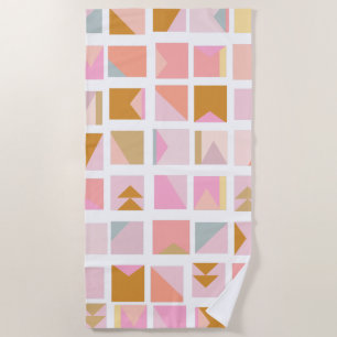Pretty Pastel Colours Modern Geometric Design Beach Towel