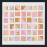 Pretty Pastel Colours Modern Geometric Design Faux Canvas Print<br><div class="desc">A cute and fun design of little squares with a variety of geometric shapes in pretty pastel colours of pink,  coral,  and yellow paired with a golden shade of amber.</div>