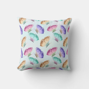 Pretty Pastel Colours Watercolor Butterfly Pattern Cushion