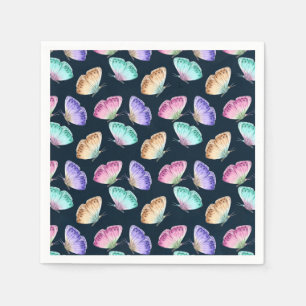 Pretty Pastel Colours Watercolor Butterfly Pattern Napkin