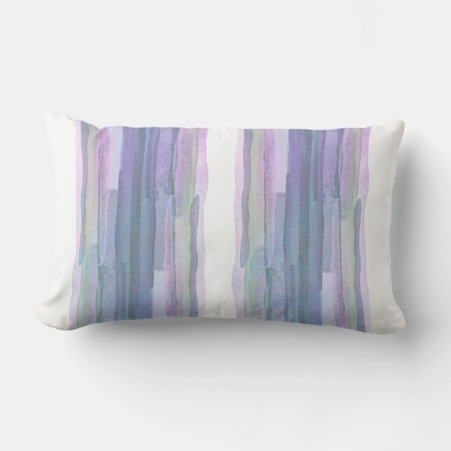 pretty pastel colours watercolor stripes lumbar cushion (Front)