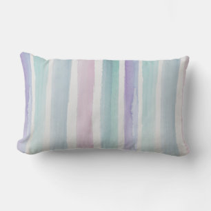 pretty pastel colours watercolor stripes lumbar cushion