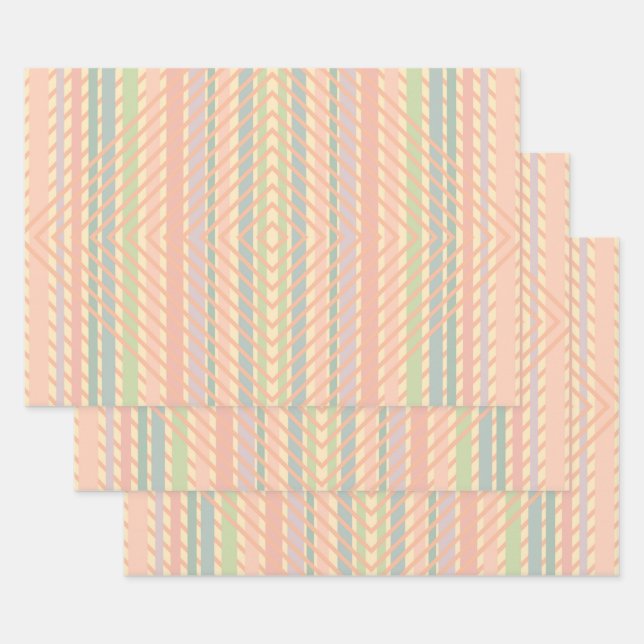 Pretty Pastel Diamond Pattern  Wrapping Paper Sheet (Set)