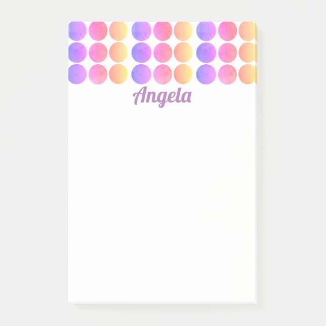 pretty pastel dots custom personalised post-it notes (Front)