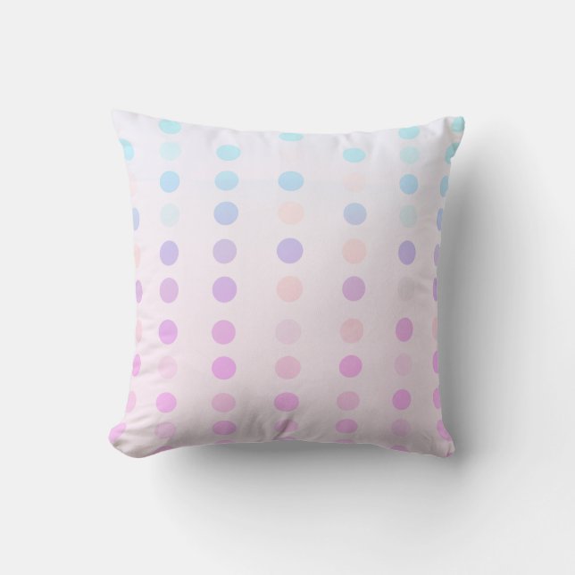 pretty pastel dots patterned pink purple blue cushion (Front)