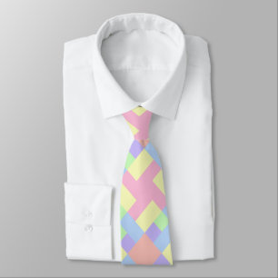 Pretty Pastel Easter Spring Colour Block Print Tie