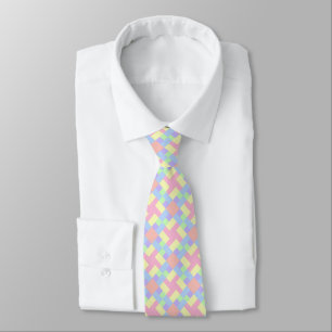 Pretty Pastel Easter Spring Colour Block Print Tie