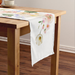 Pretty Pastel Floral Baby Shower Short Table Runner