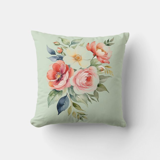 Pretty Pastel Floral Cushion (Front)