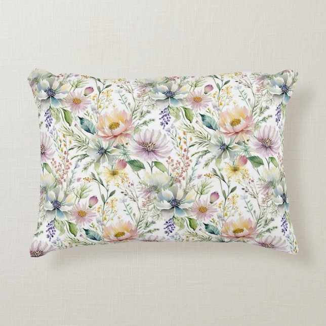 Pretty pastel floral pattern decorative cushion (Front)