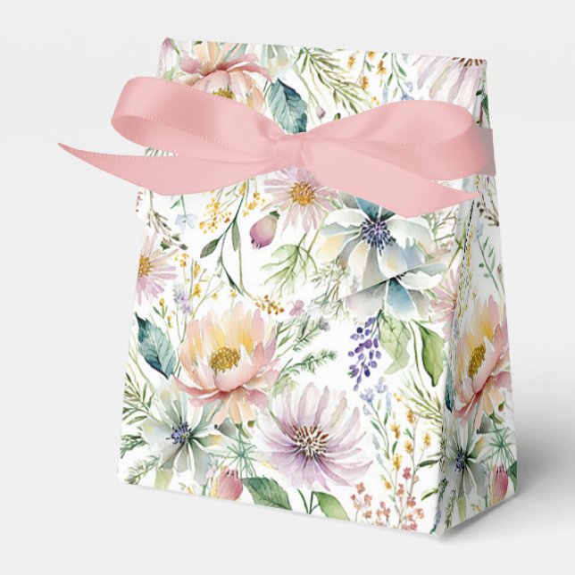 Pretty pastel floral pattern favour box (Front Side)