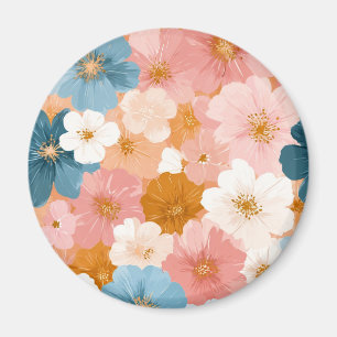 Pretty Pastel Floral Pattern Magnet