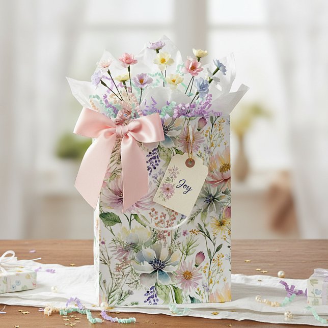 Pretty pastel floral pattern medium gift bag (Creator Uploaded)