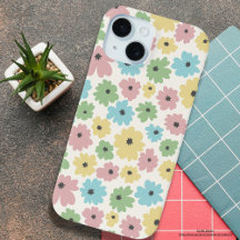 Pretty pastel floral pattern pink yellow girly