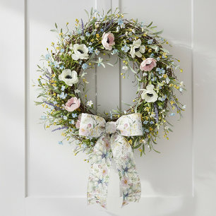 Pretty pastel floral pattern satin ribbon