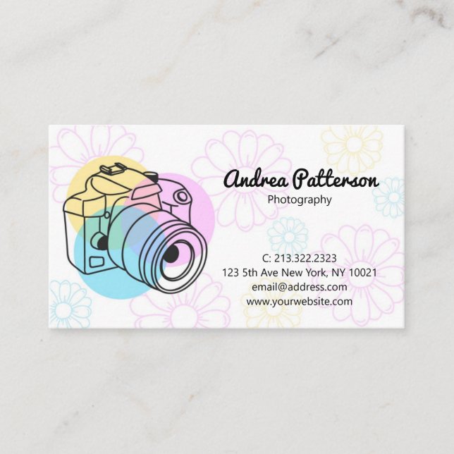 Pretty Pastel Floral Photography Business Card (Front)