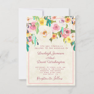 Pretty pastel floral wedding Invitation