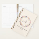 Pretty Pastel Floral Wreath Monogram Personalised Planner<br><div class="desc">Pretty floral wreath with delicate flowers in earthy pastel shades of pink,  yellow,  and blue,  personalised with your initial and name.</div>