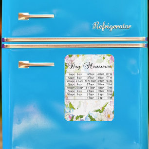 Pretty Pastel Flowers Dry Measure Equivalents Magnet