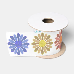 Pretty Pastel Flowers Satin Ribbon