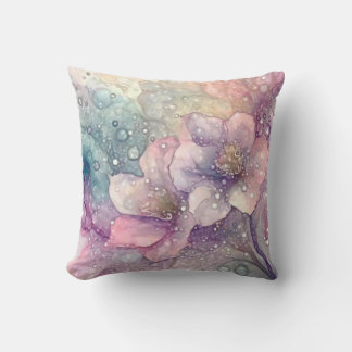 Pretty Pastel Flowers Throw Pillow