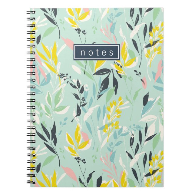 Pretty Pastel Foliage Pattern Notebook (Front)