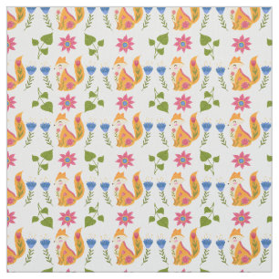 Pretty Pastel Foxy Floral Pattern Fabric