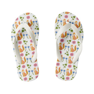 Pretty Pastel Foxy Floral Pattern Kid's Thongs