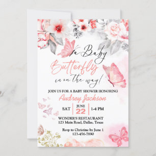 Pretty Pastel Girl Butterfly Baby Shower Invitatio Invitation