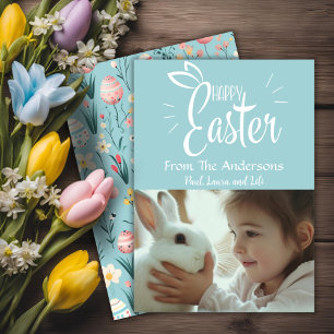 Pretty Pastel Happy Easter Custom Photo Holiday Card