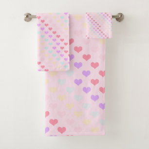 Pretty Pastel Heart BATHROOM TOWEL SET