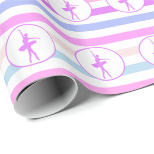 Pretty Pastel Horizontal Stripes Ballerina Dancer Wrapping Paper