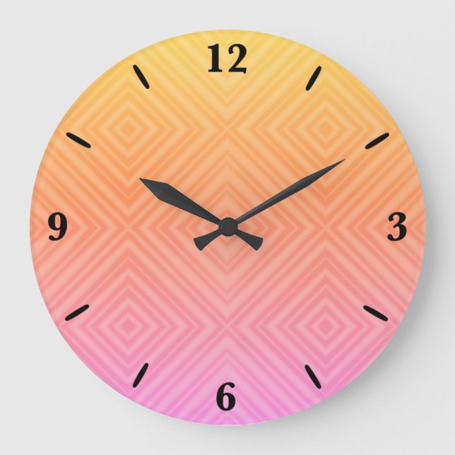 Pretty Pastel Hypnotic Diamond Modern Pop Art Large Clock (Front)