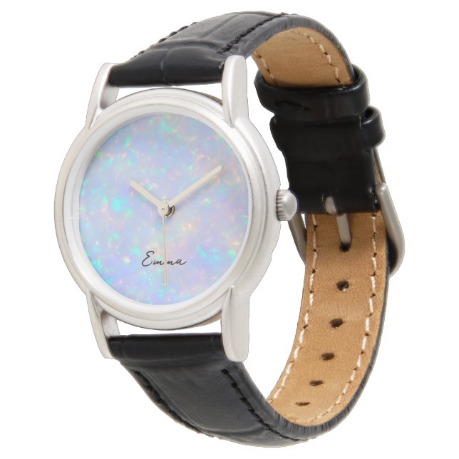Pretty Pastel Iridescent Opal Watch (Angled)