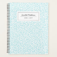 Pretty Pastel Leopard Pattern Print Name Blue
