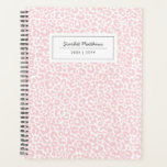 Pretty Pastel Leopard Pattern Print Name Pink Planner<br><div class="desc">This stylish planner notebook features a leopard print pattern in light pink. Easy to personalise for any use - a gift, back to school, college, teens, moms, etc! The back contains the same background design as the front. Great for someone who needs to stay organised! For custom design or product...</div>