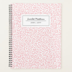 Pretty Pastel Leopard Pattern Print Name Pink Planner
