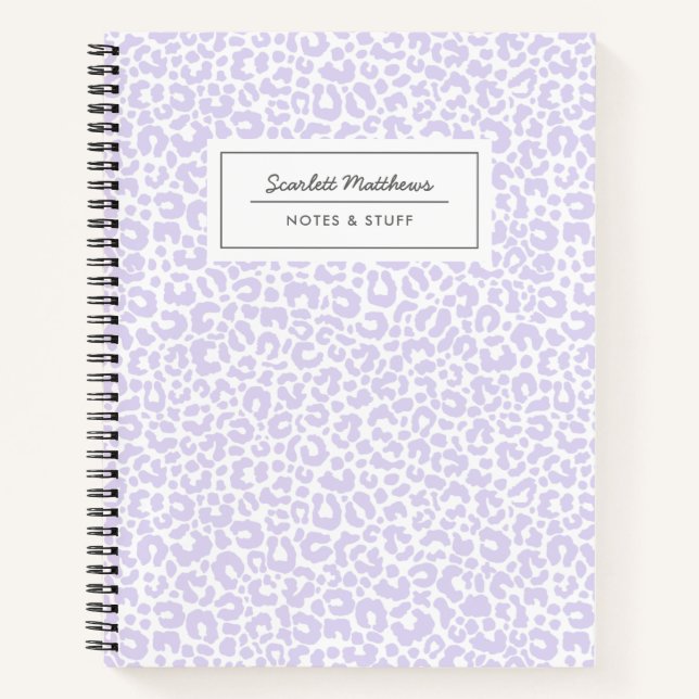 Pretty Pastel Leopard Print Pattern Purple Notebook (Front)