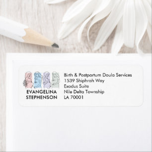 Pretty Pastel Line Art DOULA Return Address Label