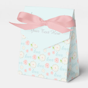 Pretty Pastel Love and Flowers Pattern Custom Text Favour Box