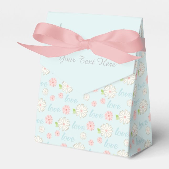 Pretty Pastel Love and Flowers Pattern Custom Text Favour Box (Front Side)