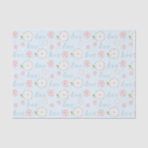 Pretty Pastel Love and Flowers Pattern Tissue Paper