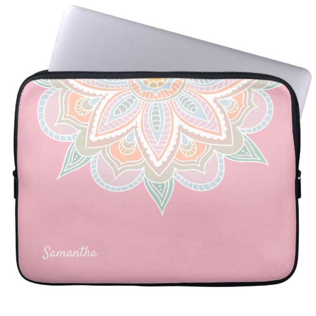 Pretty Pastel Mandala Laptop Case (Front)