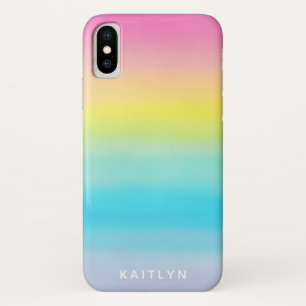 Pretty Pastel Ombre Rainbow Name Girly iPhone X Case