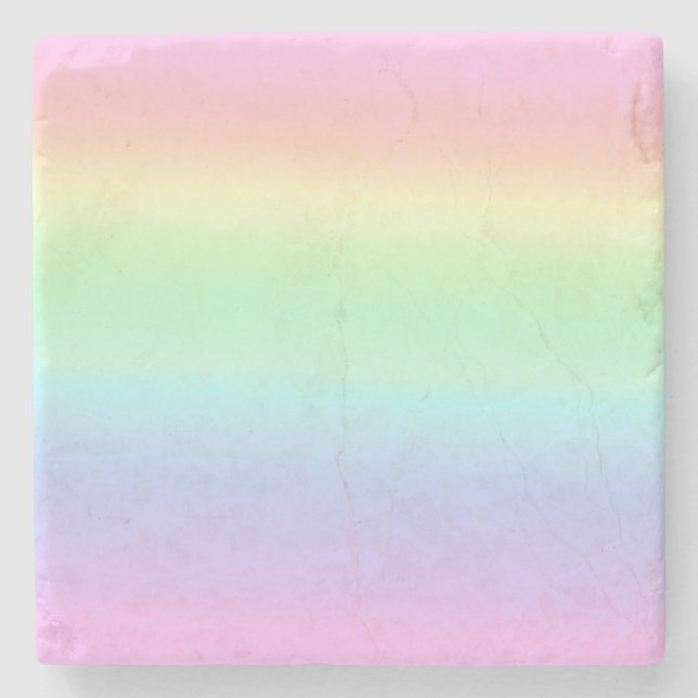 Pretty Pastel Ombre Rainbow  Stone Coaster (Front)