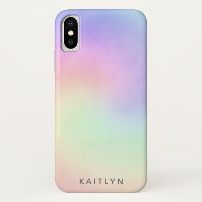 Pretty Pastel Ombre Rainbow Swirl Name Girly Case-Mate iPhone Case (Back)