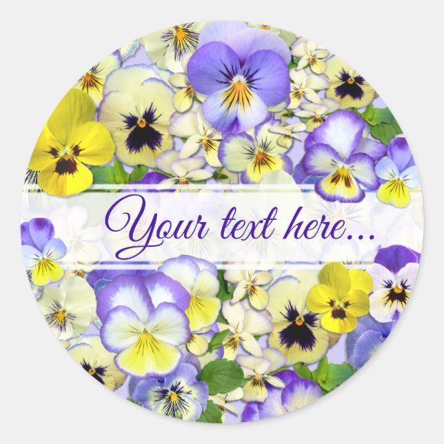Pretty Pastel Pansies Your Text Square Sticker (Front)