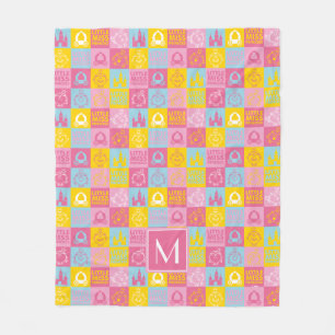 Pretty Pastel Pattern Monogram Fleece Blanket