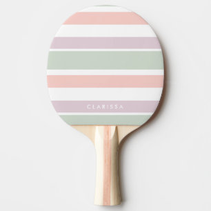 Pretty pastel pattern pink green violet stripes ping pong paddle