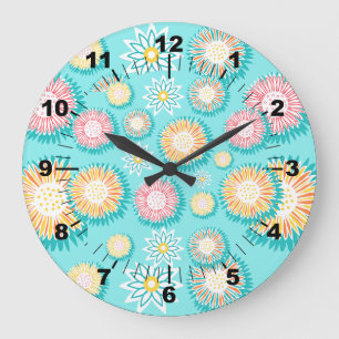 Pretty Pastel Pattern Unique Decorative Wall Large Clock